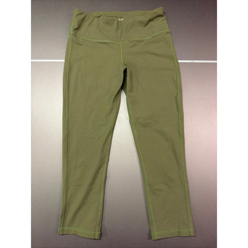 Oalka Women's‎ Small Olive Green Cropped Leggings  High Rise Athletic Yoga Pants